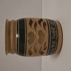 Vintage Jesus is the Light of the World Pottery Candle Holder